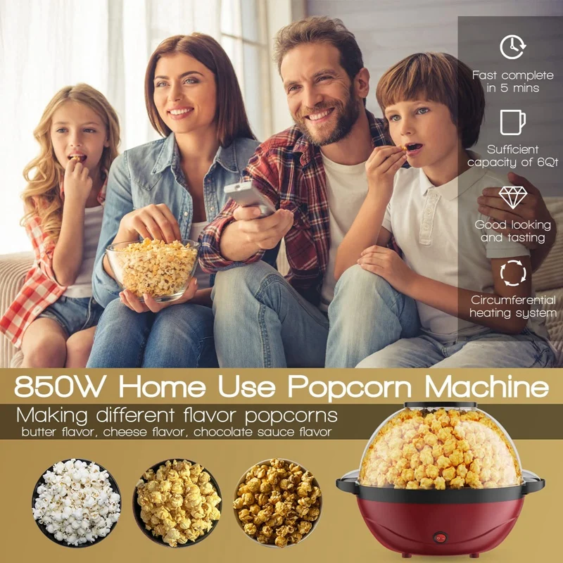 Popcorn Maker Fast Heat Up Popcorn Popper Machine Electric Nonstick Hot Oil  Popcorn Maker Easy To Control Clean EU Plug - AliExpress