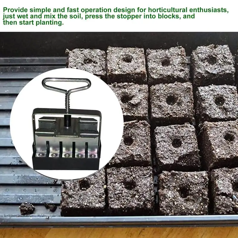 Handheld Seedling Soil Blocker Stand Up Gardening Digging Weeder Handheld 20-Cell Soil Blocking Tool For Protecting Seedling 2
