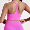 Solid Color Gym Yoga Underwear Women Y shape Fitness sport Bra high strength Tight Top Comprehensive Training  With Chest Pad 4