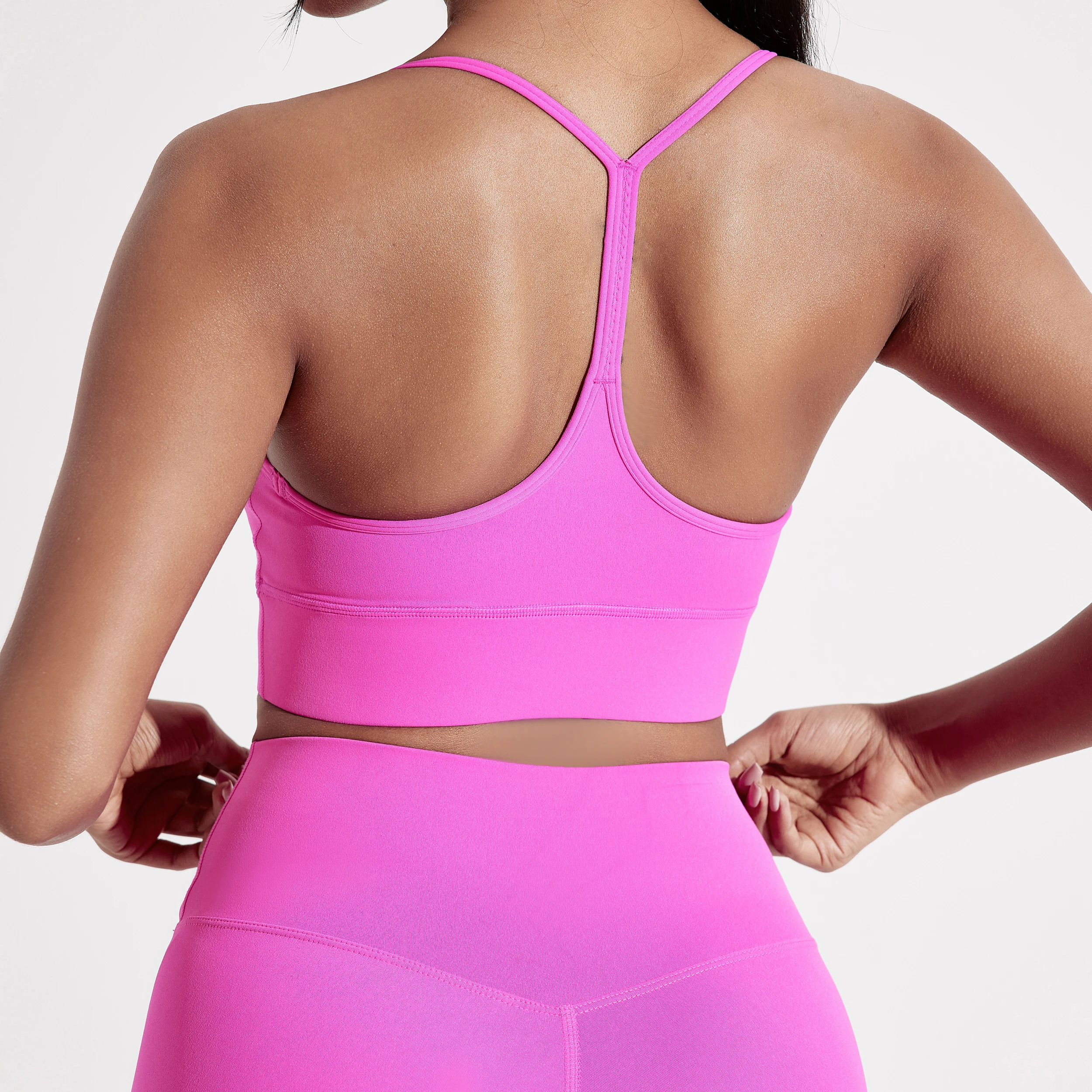 Solid Color Gym Yoga Underwear Women Y shape Fitness sport Bra high strength Tight Top Comprehensive Training  With Chest Pad 4