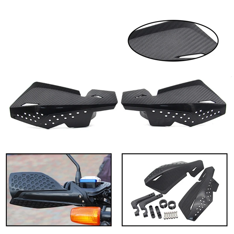 

1Pair Motorcycle Hand-Guards 7/8 Inch Handlebar Handguard Handle Protector Bike Brush Wind Guard (Carbon Fiber Style)