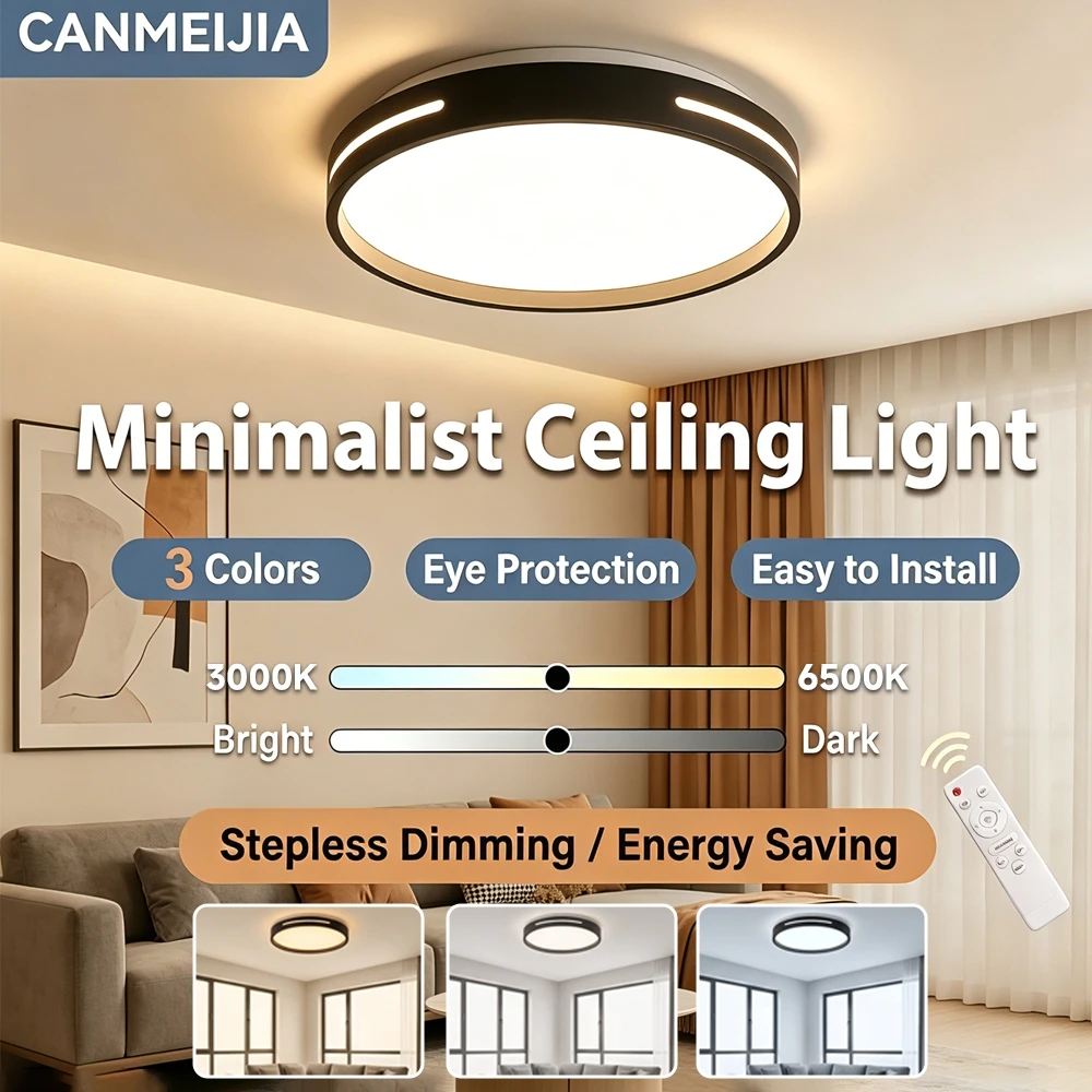 Sleek LED Ceiling Lamp with Remote Control & Adjustable Brightness