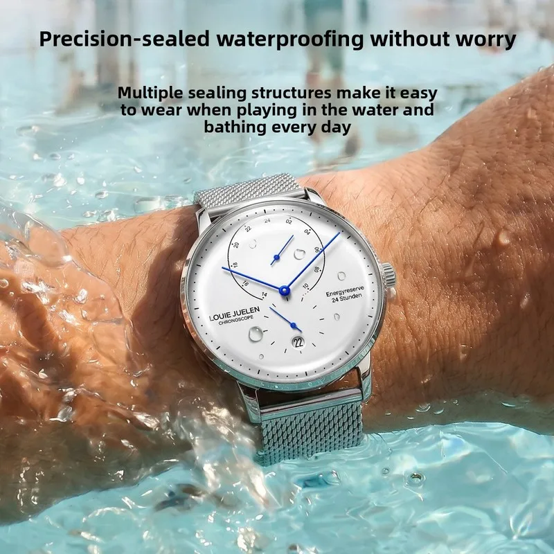 Elegant Waterproof Men's Quartz Watch with Tempered Double-Curved Glass