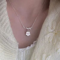 Collier romantique en cristal brillant pour femme, fleur papillon, perle de clavicule, bijoux de fête JOGirl, Zcomprend 2