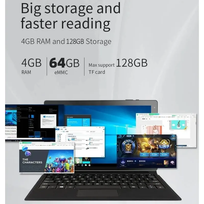 10.1 Inch 2-in-1 Tablet - 4GB RAM, 64GB ROM, Windows 10, Z8350, 1920x1200IPS, HDMI-Compatible, USB 3.0 Description Image.This Product Can Be Found With The Tag Names Computer Office, Screen protector, Tablet Accessories Parts, Tablet Screen Protectors