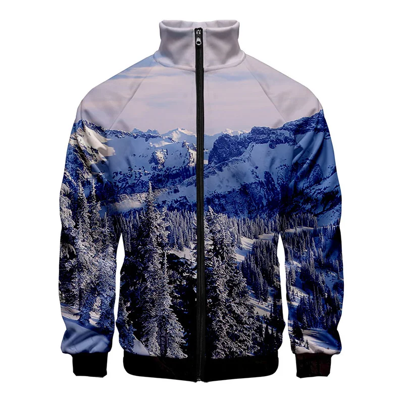 thumbnail image 1 of Chaqueta con estampado de paisaje de montaña nevada en 3D, chaquetas con gráficos de paisajes divertidos para hombres y niños, ropa de calle de moda, ropa, tops, 1 of 5