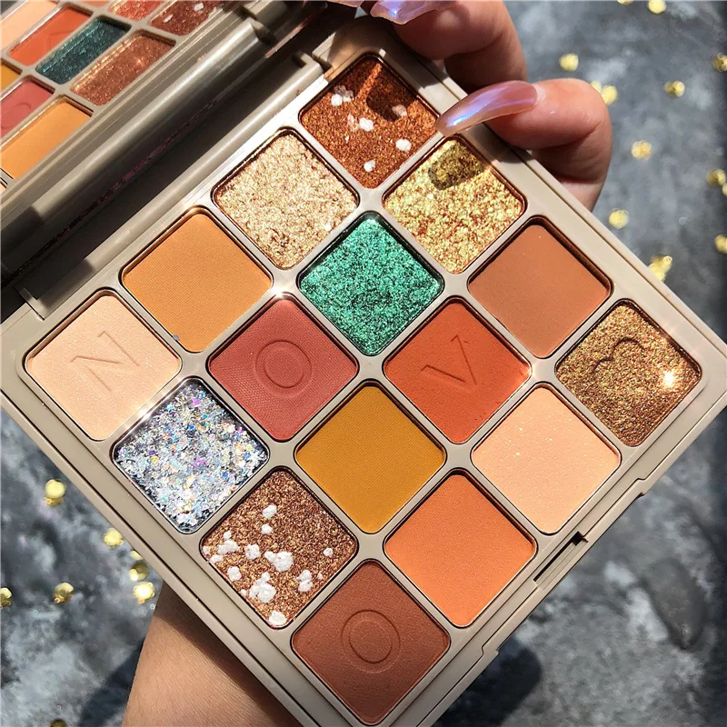 

NOVO водонепроницаемые портативные тени для век красочные мерцающие и блестящие макияж Палитра Профессиональные Тени для век набор палетки
