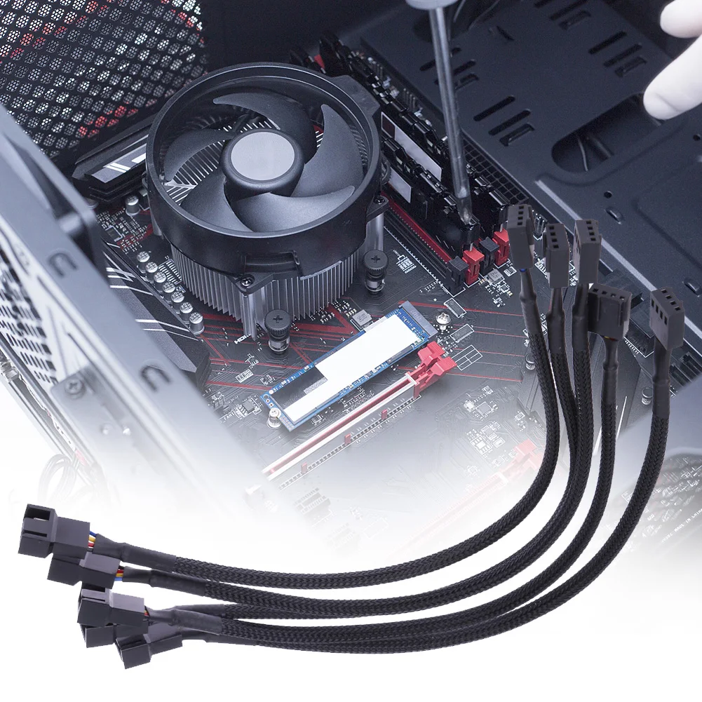 5 Pcs 4 Pin PWM Connector Extending Cable Computer PC Fans Power Extension Cable PWM Fan Cable for Compure CPU Cooling System