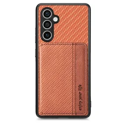RFID Leather Magnetic Card Holder Wallet Phone Case for A57 5G (Brown)