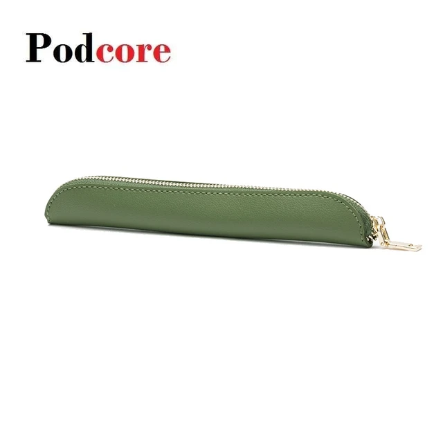 Podcore Small Pencil Pouch Leather Green Pencil Bag Pouch - AliExpress