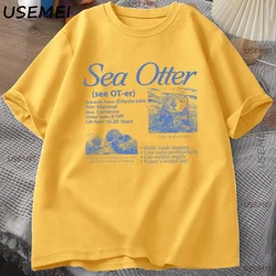Vintage 90s Sea Otter Graphic Unisex T - Shirt - Retro Ocean Life Cotton Tee - XXXL (YELLOW)