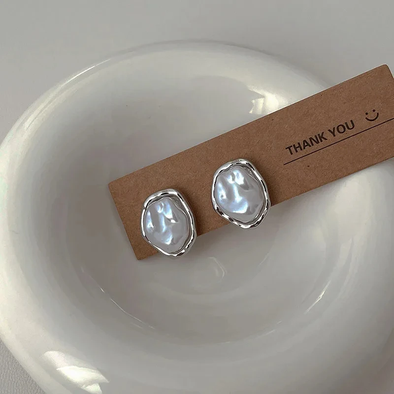Boucles d'oreilles géométriques rondes irrégulières en perles métalliques pour femmes, Style minimaliste, personnalité, bijoux tendance, cadeau, 2024 2