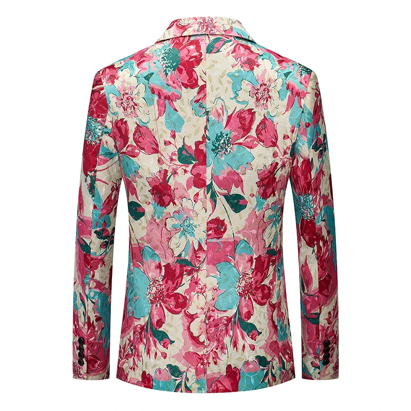 One Button Jacquard Suit Men's Clothing Fashion Men Luxury Party Stage Wedding Trend Red Dress Slim Fit Blazer Jacket 2