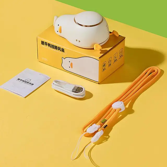 Hordozható Nyaklánc Ventilátor | Usb -Töltés Személyes Állítható 3 Sebességgel Aranyos Kacsa -Utazás A Rajongói Kézi - Image 3