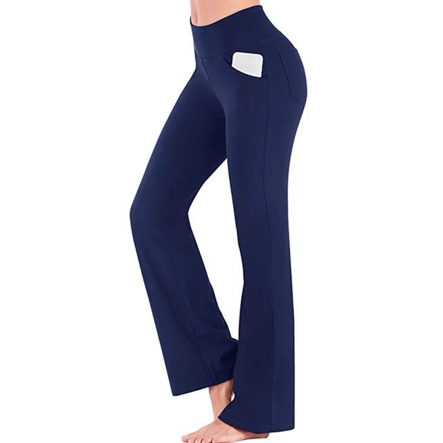 Women Elastic High Waist Flared Pants 