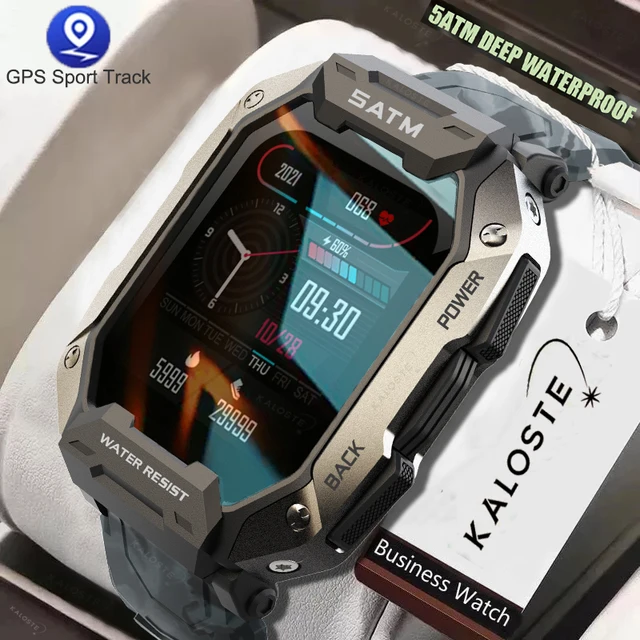 Smartwatch Kaloste Militar - 5atm à prova d'água - resistente - bluetooth para xiaomi realme huawei apple etc 1