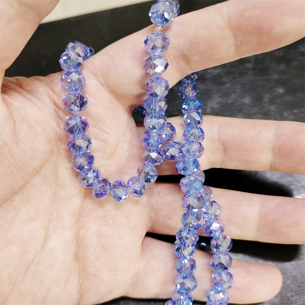 10 Hebras De Cuentas Sueltas De Cristal Checo Facetado Rondelle, 8 Mm Espaciador De Cristal Azul Zafiro Claro 690 720 Piezas Para Joyer A Arte~p114410542