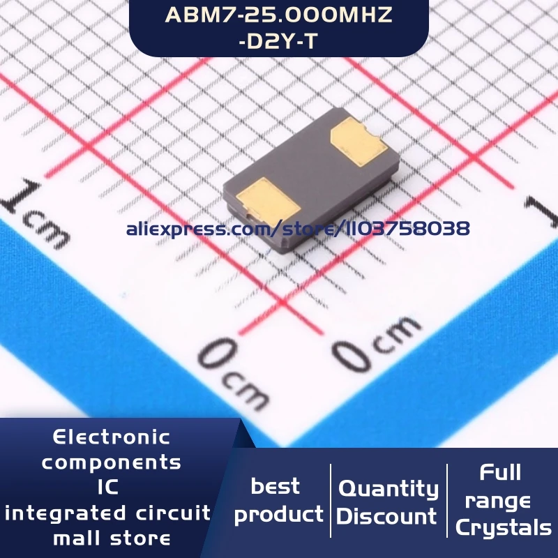 50개/몫 ABM7-25.000MHZ-D2Y-T 25MHz ±20ppm 18pF 6035 2P 수정 발진기 공진기 2-SMD 재고 있음