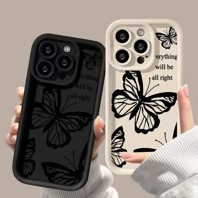 Black Butterfly Matte TPU Phone Case