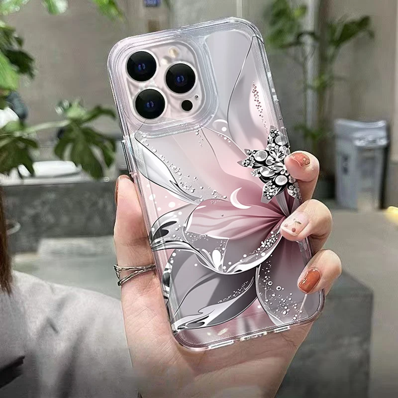 Floral Painted Transparent Creative Shockproof Phone Case