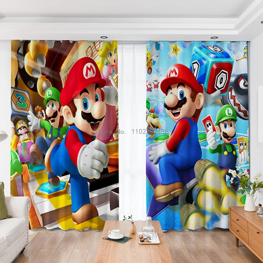 Children Blackout Curtains Japan Game Super Mario 3D Printing Curtain  Decoration For Window Home Bedroom Living Room