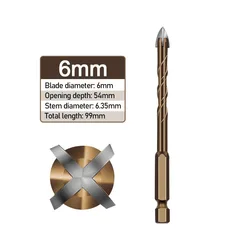 Versatile Hex Shank Drill Bits for Multiple Surfaces and Materials (Concrete Bit 6mm)