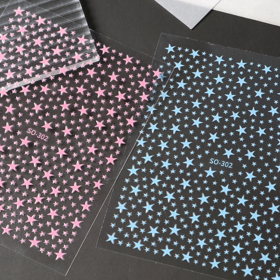 Y2K 메탈릭 크롬 3D 스타 네일 스티커 혼합 색상 미니 펜타그램 모양 셀프 접착 네일 데칼 네일 아트 DIY에 적합