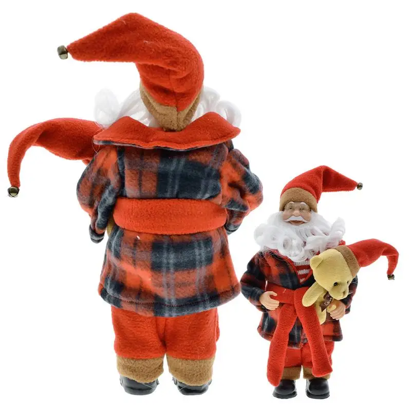

Santa Figurines Doll Christmas Decorations Standing Figurine Ornaments with Small Bear for New Year Decoration Gifts