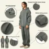 Custom LOGO2024 Autumn Winter 345G Heavy Loose Casual Fleece Thickened Sweater Sweatpants Men's Two-piece Set Zipper Pocket 3