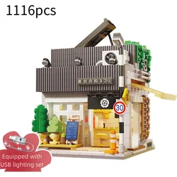 Japanese Summer Restaurant Building Blocks Set - LED Light-Up Coffee House Toy (Without original)