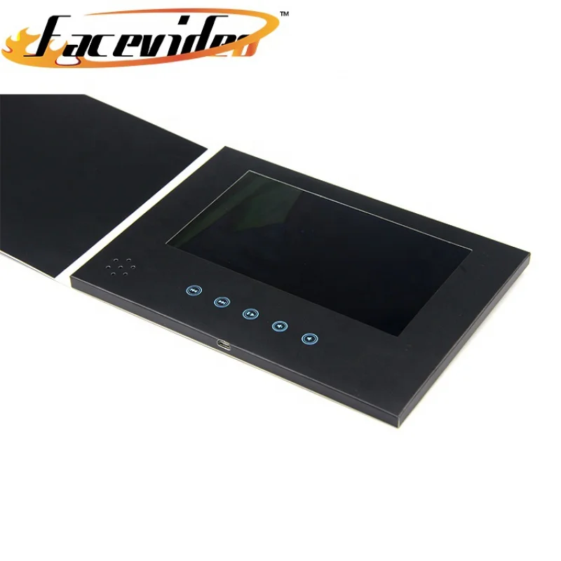 Custom. best seller A5 블랙 페이퍼 광고 플레이어 인치 비디오 음악 사진서 LCD 소책자 비즈니스 비디오 브로셔