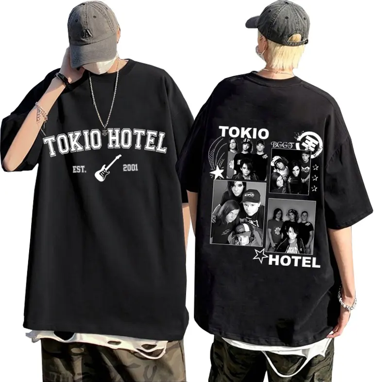 

Rock Band Tokio Hotel Beyond The World 2023 Tour Concert Back Double Sided Print T Shirts Men Hip Hop Gothic Punk T-shirt Unisex