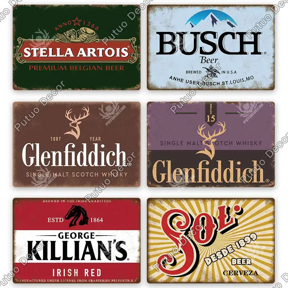 Putuo Decor Beer Vintage Tin Sign Metal Sign Decorative Plaque Retro Plate Wall Decor Bar Pub Club Man Cave Beer Poster metal wall signs metal signs metal wall art beer posters