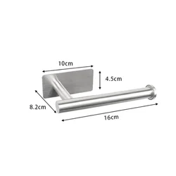 Sleek Black Stainless Steel Self - Adhesive Toilet Roll Holder - Easy No - Screw Installation (E - Silver)