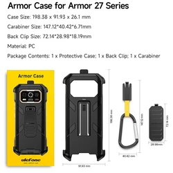 Durable Back Clip Phone Case with Carabiner - TPU + PC Protective Cover (Black)