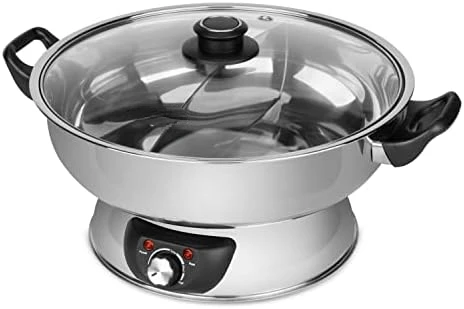 

Dual-Sided Shabu Hot , 5Qt, Stainless Steel 3 Uncooked/6 Cups Cooked Rice Cooker, Steamer, Multicooker, 2-6 cups, Black Air fry