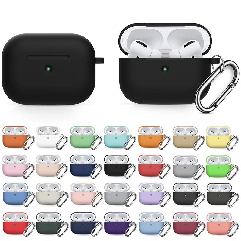 

For AirPods Pro Case Wireless Bluetooth Earphone Protective For AirPods Pro Silicone Cover headphone Accessories With Carabiner