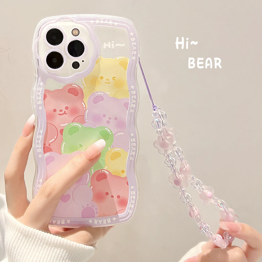 

Cute Cartoon Bear Phone Case for iPhone, 11, 12, 13, 14, 15, Pro Max, Plus, Pro, X, XR, XS Max, 7P, 8P cartoon Phone Bracelet