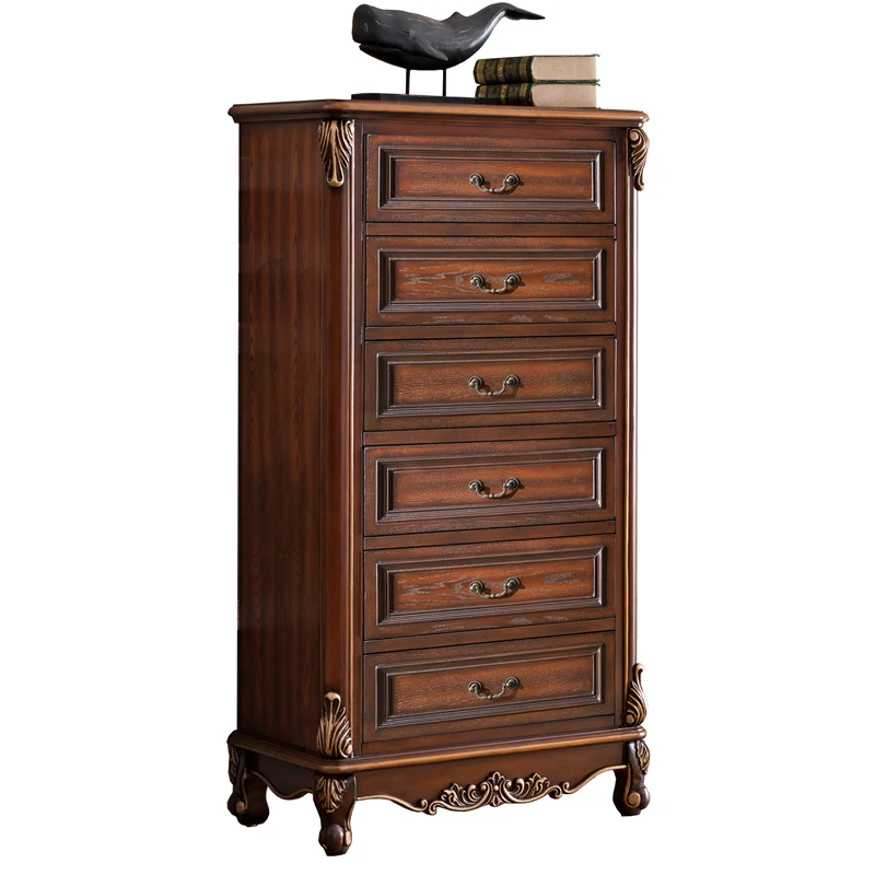 

European-Style Five-Six Bucket Solid Wood Drawer Kitchen Storage Large Organizing Cabinet Bedroom Furniture Complete Set