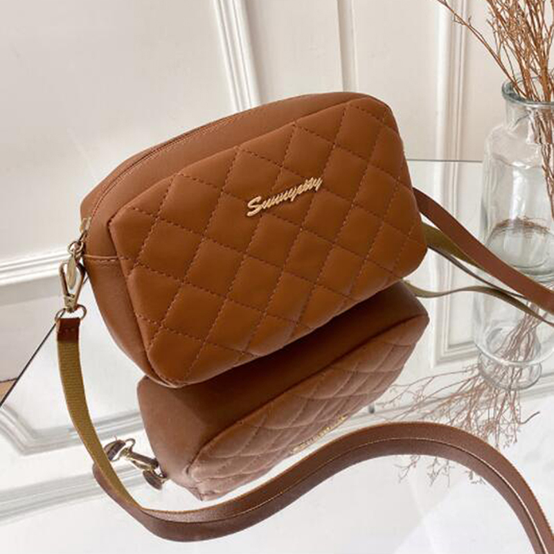 2025 Fashion Crossbody Bags Women's Soft Pu Leather Letter Bag Simple Solid Diamond Lattice Tote Bag Female Shoulder Bags