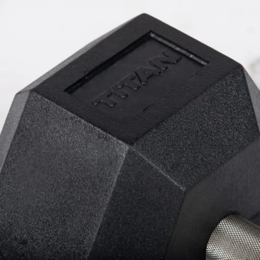 65 LB Pair Free Weights, Black Rubber Coated Hex Dumbbell, Straight Stainless Steel Handle, Strength Training, Full Body Workout