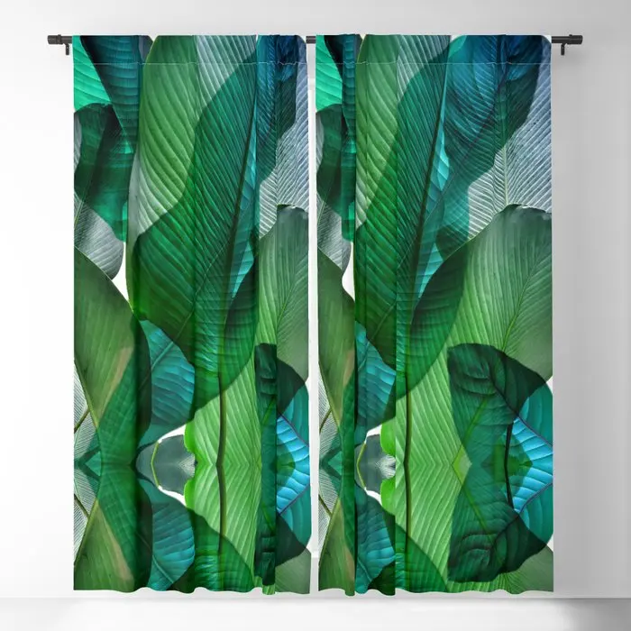 

Jungle Bali Banana Palm Leaves Blackout Curtains 3D Print Window Curtains for Bedroom Living Room Decor Window Treatments