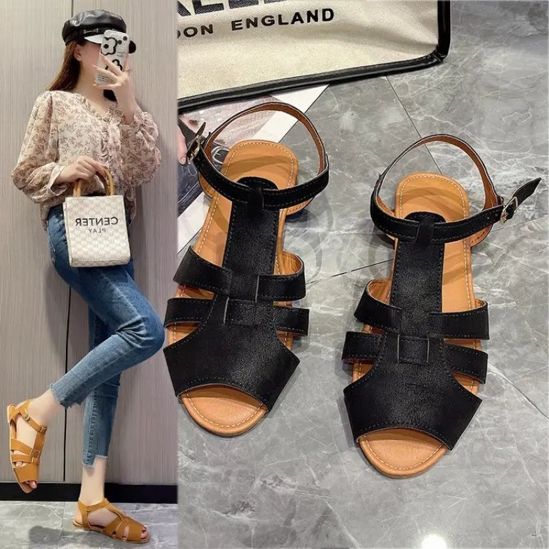 

2024 New Summer Women's Sandals Ladies Casual Shoes Braided Design Korean Style Party and Work Wear Flat Shoes Fashion