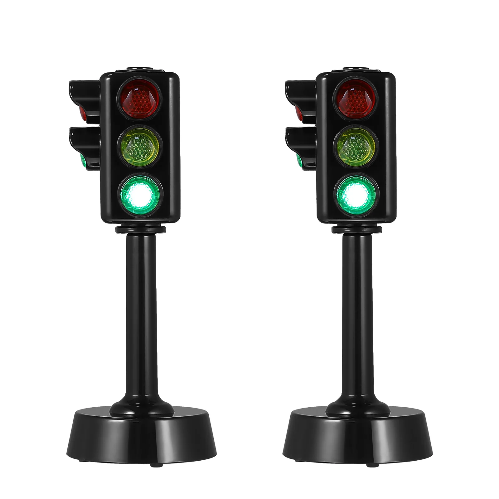 2pcs Kids Playset Traffic Sign Toy Model Stop Light Model Puzzle Toddlers Educational Toy Tabletop Miniature Signal Lamps