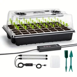 Seedling Tray Kit with LED Growth Lights, Humidity Dome, and USB Indoor Planter - No plug (1 PACK)