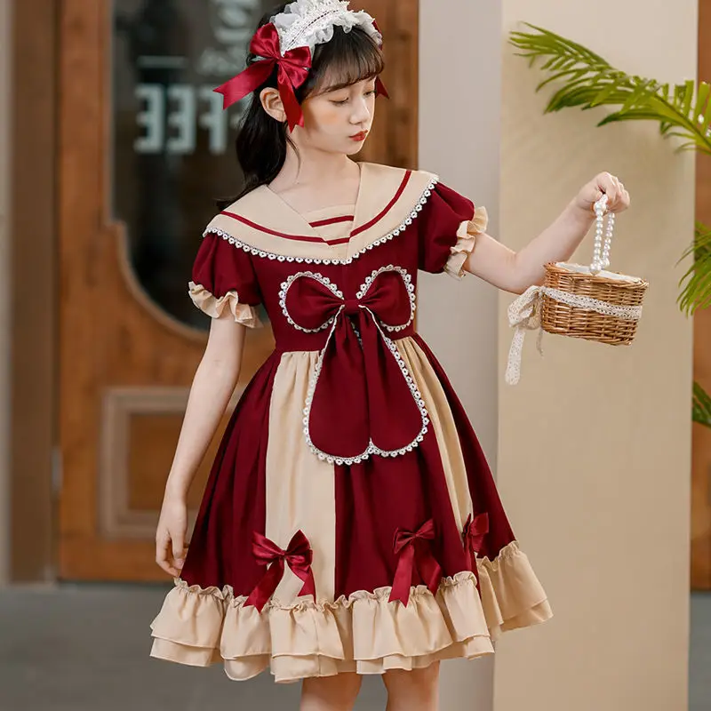 Women Alice Lolita Angel Short Sleeve Cotton Princess Dress Gothic Tank Dress Costume Cute Anime Maid Layer for Girls