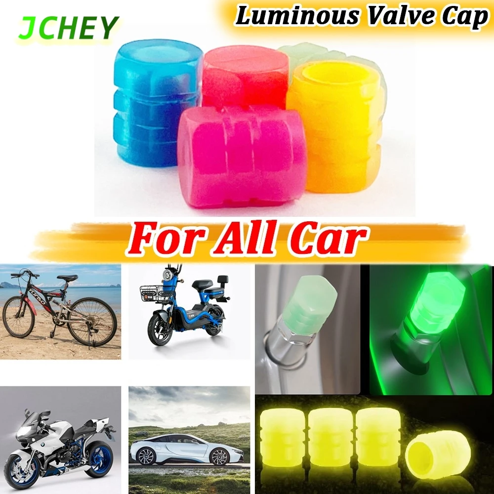 Tire Valve Caps Glow In The Dark Luminous Car Fluorescent Motorcycle Bike Wheel Tyre Hub Cover Decor