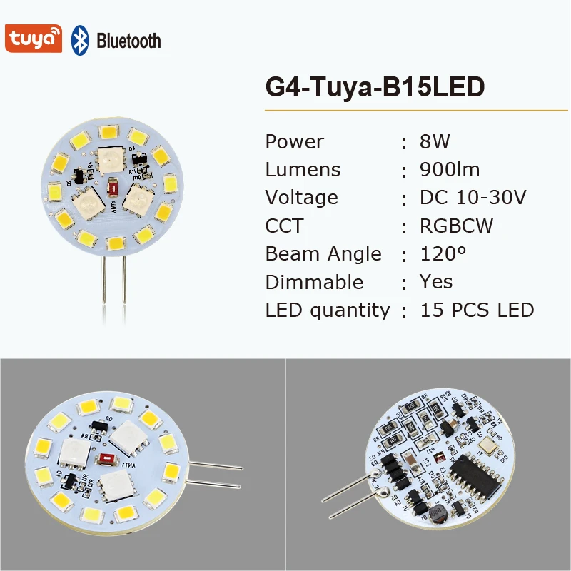 LED Smart RGBW G4 Bulb 8W Bi-pin Bluetooth Tuya SmartLife Controller Intelligent Deep Dimming Color Changing DIY Party Pathways smart led light bulbs