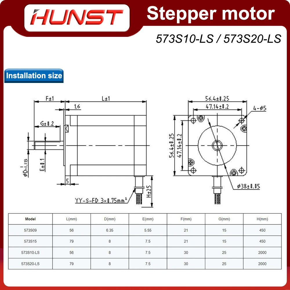 HUNST Leadshine 스텝퍼 모터, CNC 레이저 조각 및 절단기용 3 상 스테핑 모터, 573S20-LS 5.8A 573S10-LS 5.6A