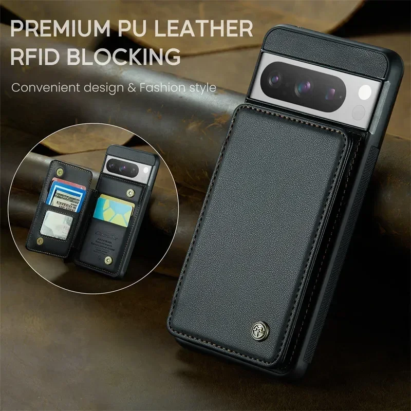 Premium Magnetic Flip Leather Wallet Phone Case with Card Holder - Stylish Back Cover